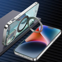 Full Screen Camera Protection Metal Rotate Kickstand Car Holder Charging Magsafe Case For iPhone 14 13 12 series