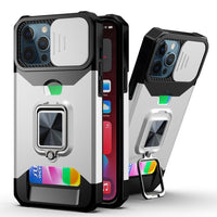 Slide Camera Protector Shockproof Case with Card Slot for iPhone 13 12 11 Series