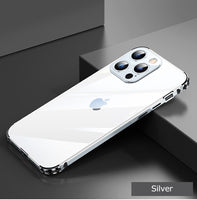Luxury Metal Frame Transparent Back Cover Phone Case for iPhone 13 12 series