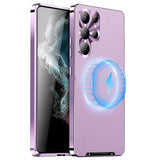 Magnetic Metal Side Frosted Back Case with Lens Protection for Samsung Galaxy S24 S23 S22 Ultra