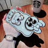 New Cartoon Rabbit Case With Makeup Mirror Holder For iPhone 14 13 12 series