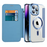 Magnetic Wallet Transparent Flip Leather Case for iPhone 14 13 12 series