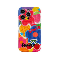 Korean 3D Graffiti Flower Cute Full Lens Protective Soft Case For iPhone 14 13 12 series