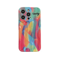 Good Lucky Colorful Rainbow Silicone Case For iPhone 14 13 12 series