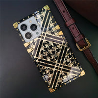 Luxury Glitter Square Houndstooth Plaid Pattern Case For iPhone 14 13 12 series