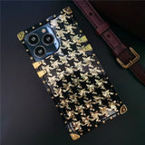 Luxury Glitter Square Houndstooth Plaid Pattern Case For iPhone 14 13 12 series