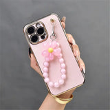 Luxury Flower Bracelet Holder Plating Soft Case For Samsung Galaxy S23 S22 S21 Ultra Plus