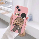 Cute Cartoon Boy Girls Couple Soft Bumper Case for iPhone 15 14 13 series