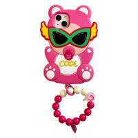 Pacifier Sunglasses Girl Pink Hand String Drop Resistant Silica Gel Case For iPhone 14 13 12 series