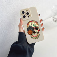 Skeleton Skull Flowers Pattern Soft Silicone Case For iPhone 14 13 12 series