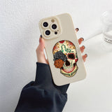 Skeleton Skull Flowers Pattern Soft Silicone Case For iPhone 14 13 12 series