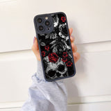 Skeleton Skull Flowers Pattern Soft Silicone Case For iPhone 14 13 12 series