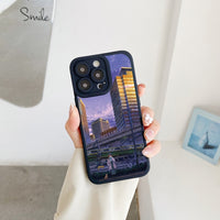 Japanese Anime Street View Scenery Soft Case for iPhone 14 13 12 series