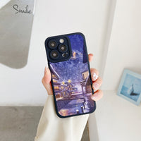 Japanese Anime Street View Scenery Soft Case for iPhone 14 13 12 series