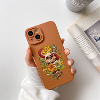 Skeleton Skull Flowers Pattern Soft Silicone Case For iPhone 14 13 12 series