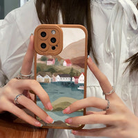 Watercolor Silicone Painting Pattern Case For iPhone 14 13 12 series