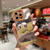 Watercolor Silicone Painting Pattern Case For iPhone 14 13 12 series