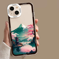 Japanese Aesthetic Mount Fuji Landscape TPU Case For iPhone 14 13 12 series