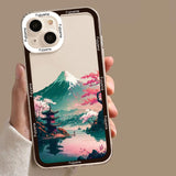 Japanese Aesthetic Mount Fuji Landscape TPU Case For iPhone 14 13 12 series