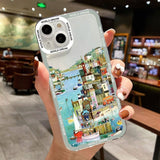 Cartoon Colourful Anime Hand Painted House Scenery Clear Case For iPhone 14 13 12 series