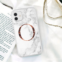 Initial Letter A Z Crown Soft Matte Marble Phone Case For iPhone 12 11 Series