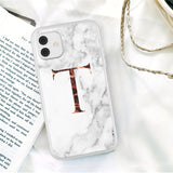 Initial Letter A Z Crown Soft Matte Marble Phone Case For iPhone 12 11 Series