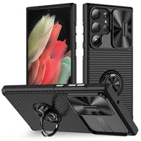 Slide Camera Protection Shockproof Ring Bracket Holder TPU Case For Samsung Galaxy S23 S22 S21 Ultra Plus