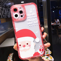 Cartoon Santa Claus Elk Soft TPU Merry Christmas Clear Phone Case For iPhone 13 12 11 Series