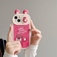 Cue Pink Bear Cartoon Cases With Wake Me For Food Slogan For iPhone 14 13 12 series