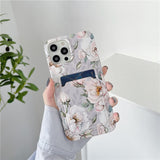 Card Holder Marble Pretty Pattern Phone Case For iPhone 12 11 XS Series