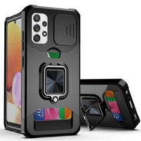 Slide Camera Lens Protector ShockProof Card Bag Magnetic Ring Stand Case For Samsung Galaxy S21 Note20 Series