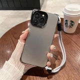 Pastel Color TPU Case With Hand Strap For iPhone 15 14 13 12 series