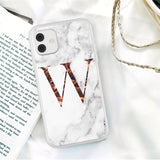 Initial Letter A Z Crown Soft Matte Marble Phone Case For iPhone 12 11 Series