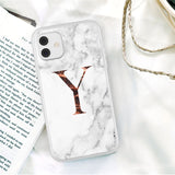 Initial Letter A Z Crown Soft Matte Marble Phone Case For iPhone 12 11 Series