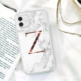 Initial Letter A Z Crown Soft Matte Marble Phone Case For iPhone 12 11 Series