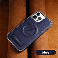 Luxury Leather Magnetic Wireless Charging Folding Bracket Shockproof Soft Case For iPhone 15 14 13 12 series