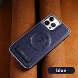 Luxury Leather Magnetic Wireless Charging Folding Bracket Shockproof Soft Case For iPhone 15 14 13 12 series