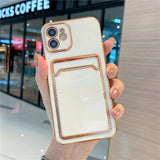 Soft Electroplated Card Bag Shockproof Phone Case For iPhone 12 11 Series