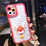 Cartoon Santa Claus Elk Soft TPU Merry Christmas Clear Phone Case For iPhone 13 12 11 Series