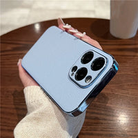 Luxury Plating Frame Shockproof PU Leather Case For iPhone 15 14 13 12 series