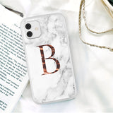 Initial Letter A Z Crown Soft Matte Marble Phone Case For iPhone 12 11 Series