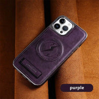 Luxury Leather Magnetic Wireless Charging Folding Bracket Shockproof Soft Case For iPhone 15 14 13 12 series