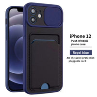 Hit Color Push Pull Card Slot Case For iPhone 13 12 11 Series