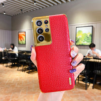 Magnetic Ring Holder Leather Case For Samsung S21 S20 Note 20 Series