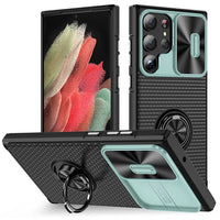 Slide Camera Protection Shockproof Ring Bracket Holder TPU Case For Samsung Galaxy S23 S22 S21 Ultra Plus