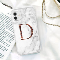 Initial Letter A Z Crown Soft Matte Marble Phone Case For iPhone 12 11 Series