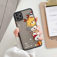 Cute Animal Cartoon Mery Christmas Matte Transparent Case For iPhone 13 12 11 Series