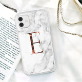 Initial Letter A Z Crown Soft Matte Marble Phone Case For iPhone 12 11 Series