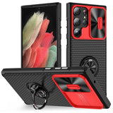 Slide Camera Protection Shockproof Ring Bracket Holder TPU Case For Samsung Galaxy S23 S22 S21 Ultra Plus