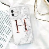 Initial Letter A Z Crown Soft Matte Marble Phone Case For iPhone 12 11 Series